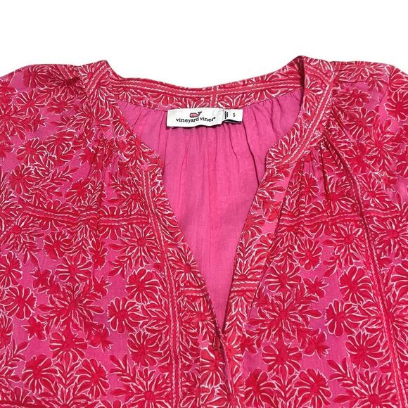Vineyard Vines Sand Scarf Print Dress Long Sleeve Boho Pink Sz S - Picture 7 of 12